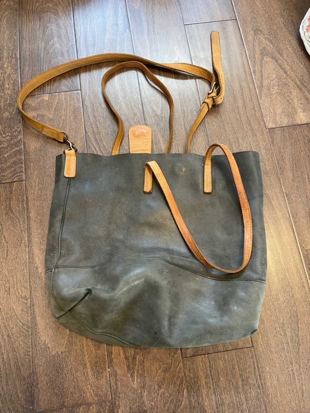 Able Leather Tote with Tan Straps